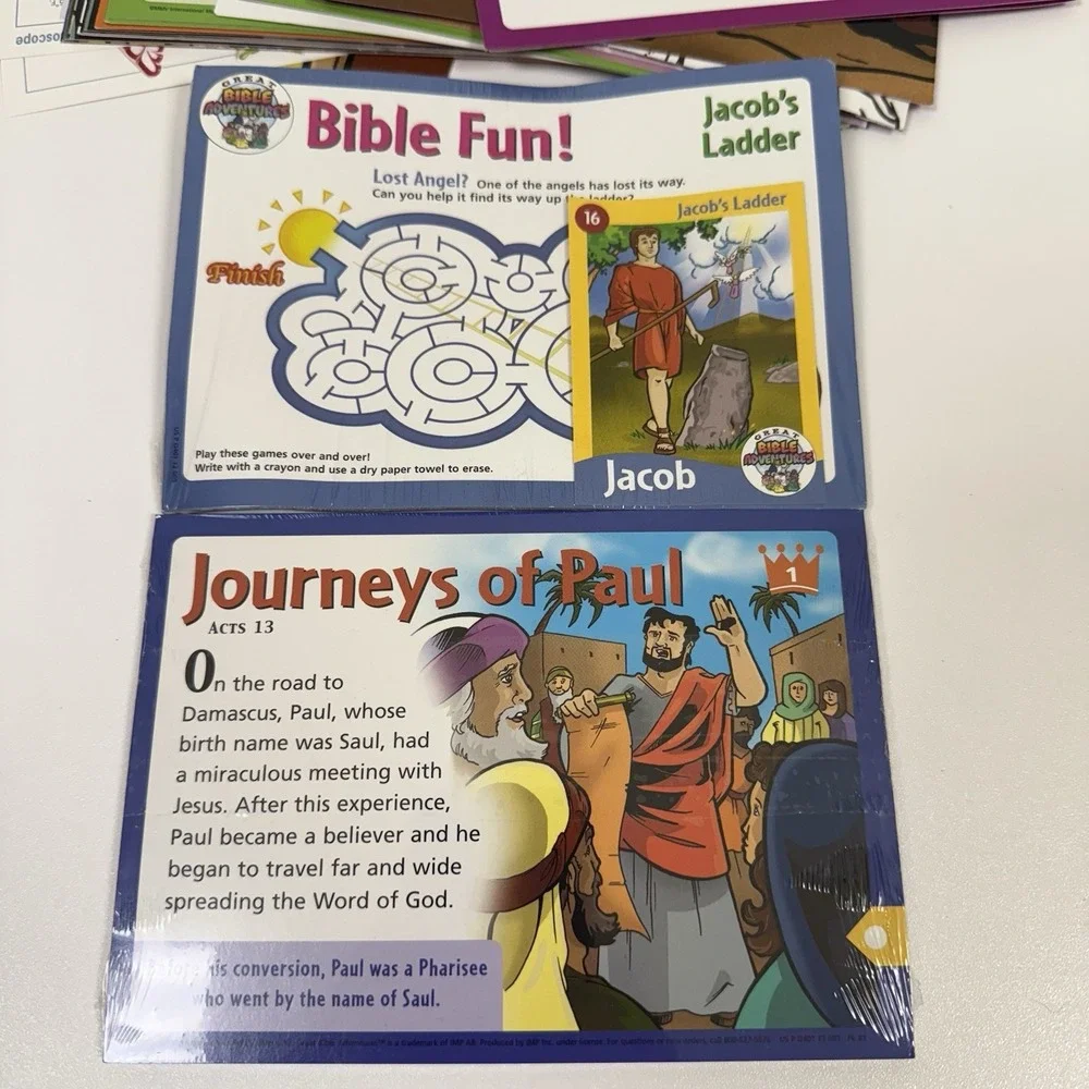 Great Bible Adventures Tin‎ Case Box Full Of Cards Heroes Angels Sunday School